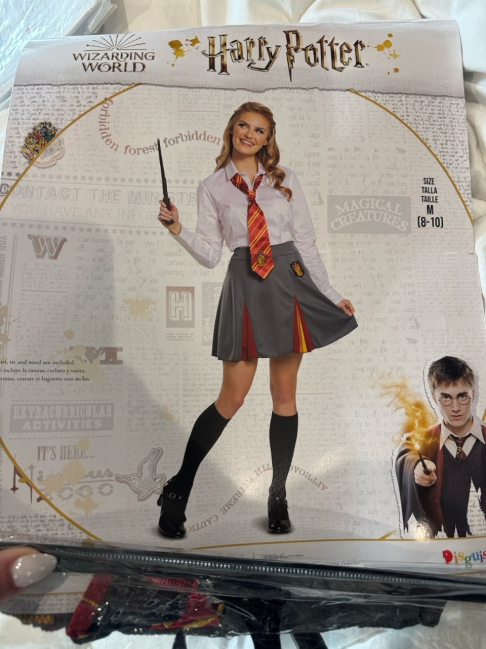 Hermoine skirt, tie and wand. Harry Potter costume. Sz m